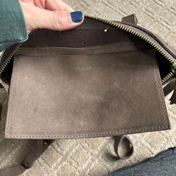 MADEWELL The Zip Top Transport Tote Crossbody Brown Leather Bag Purse Perforate - Picture 5 of 10